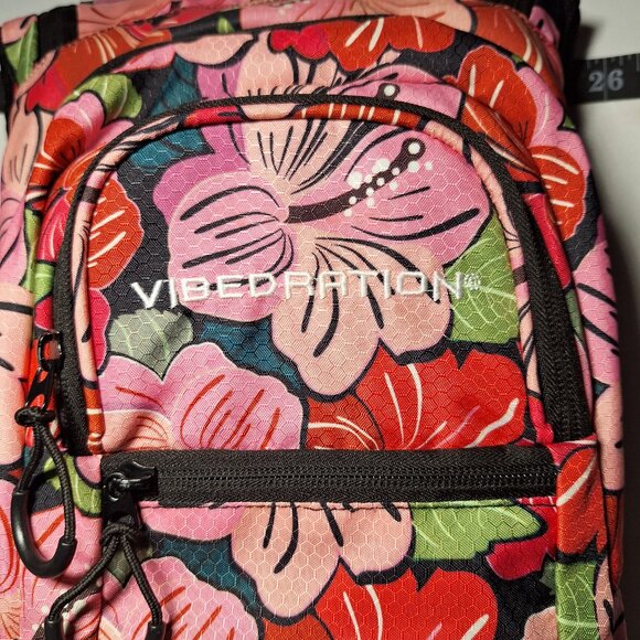 Vibedration Hydration Backpack w/o bladder - pink red floral - USED main image 10